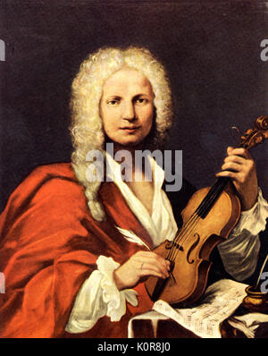 Antonio Vivaldi with violin by unknown 18th cent. artist. (Authenticity of portrait questioned by some scholars - is this really Vivaldi?).  Italian composer & violinist, 1678-1741. Stock Photo