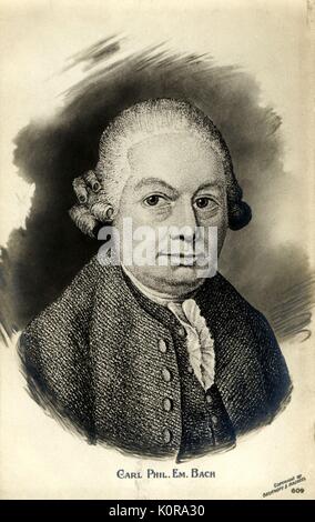 Carl Philipp Emanuel Bach - portrait of German composer.  The second of eleven sons of Johann Sebastian Bach and Maria Barbara Bach. 8 March 1714 - 14  December 1788 Stock Photo