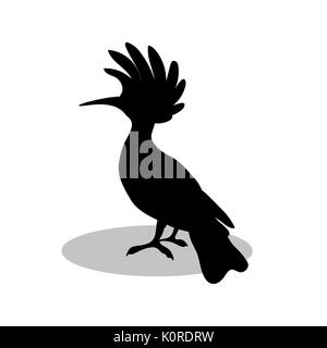 Hoopoe bird  black silhouette animal. Vector Illustrator. Stock Vector