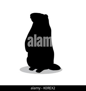 Groundhog rodent black silhouette animal. Vector Illustrator. Stock Vector