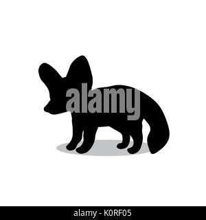 Fennec fox black silhouette animal. Vector Illustrator. Stock Vector