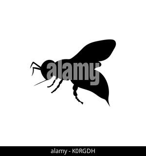 Bee insect black silhouette animal. Vector Illustrator.	 Stock Vector
