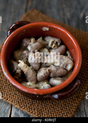 Hearts and gizzards stew in a pot Stock Photo