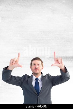 Digital composite of Businessman interacting with the air Stock Photo