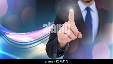 Digital composite of Man touching and interacting with transition effect Stock Photo