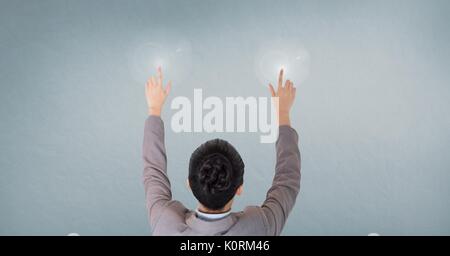 Digital composite of Businesswoman interacting with the air Stock Photo