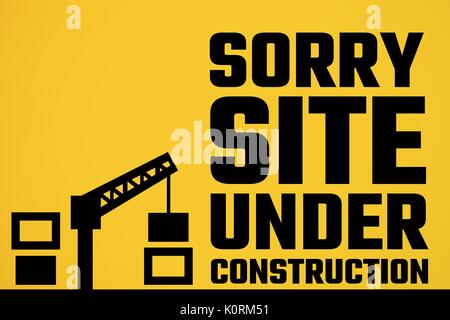 Digital composite of Website under construction text with construction illustration against yellow background Stock Photo