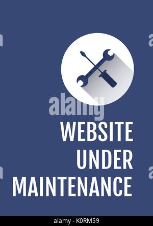 Digital composite of Website under maintenance text with tools graphics against blue background Stock Photo