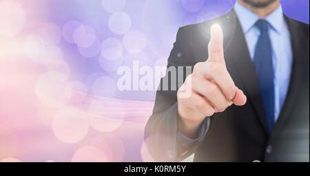Digital composite of Man touching and interacting with transition effect Stock Photo