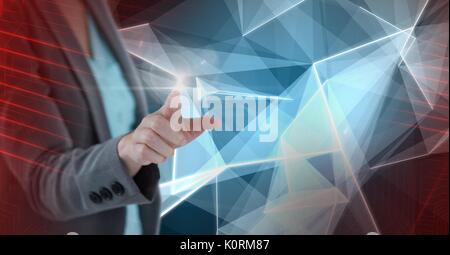 Digital composite of Woman touching and interacting with transition effect Stock Photo