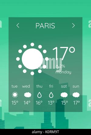 Digital composite of Weather forecast application interface Stock Photo