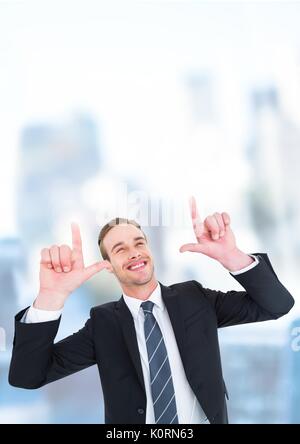 Digital composite of Businessman interacting with the air Stock Photo