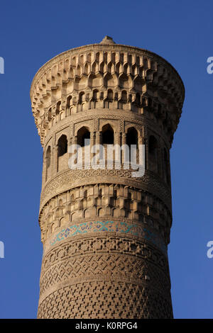 Kalon Minaret ('The Tower of Death),  Kalon Minaret, Bukhara, Uzbekistan.  Next to the Kalon Mosque, 12th Century AD.  2011. Stock Photo