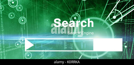 Digital image of search engine page against binary codes and lines Stock Photo