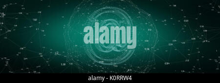 Close up of 3d of at sign  against green background with vignette Stock Photo