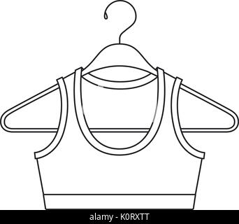 monochrome silhouette shirt top for women in clothes hanger Stock Vector