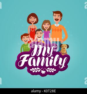 Happy family concept. Domestic life, cartoon vector illustration Stock Vector