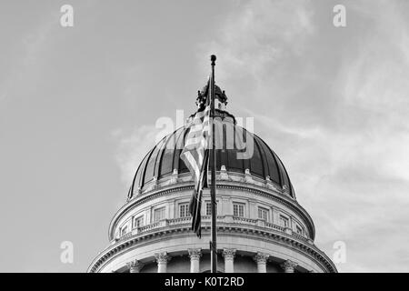Top of Utah State Capital Building in black and white Stock Photo