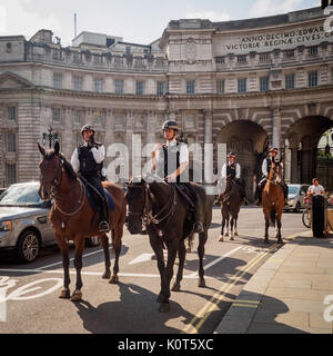 Mounted police patrolling the Mall in London (UK). July 2017. Square format. Stock Photo