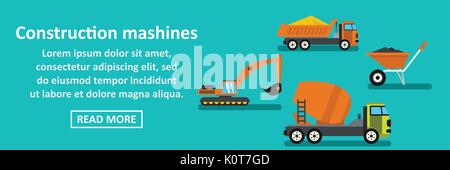 Constructions mashines banner horizontal concept Stock Vector