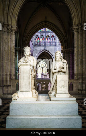 A memorial to King Louis XVI and his wife, Marie Antoinette, Queen of France, Basilica of Saint Denis, Saint-Denis, Paris, France. Stock Photo