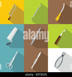 Doctor tools icons set, flat style Stock Vector