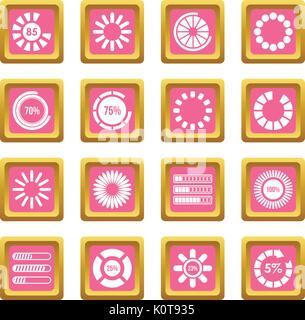 Loading bars and preloaders icons pink Stock Vector