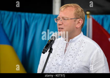 August 19, 2017. Toronto, Canada – Andriy Shevchenko Ambassador, Embassy of Ukraine in Canada duirng the  Largest Ukrainian diaspora celebration of 26 Stock Photo