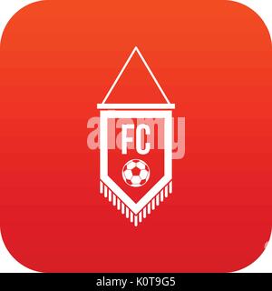 Pennant with soccer ball icon digital red Stock Vector