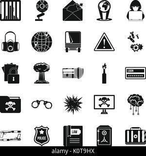 Genius icons set, simple style Stock Vector
