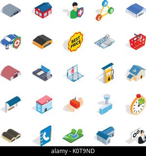 Shed icons set, isometric style Stock Vector
