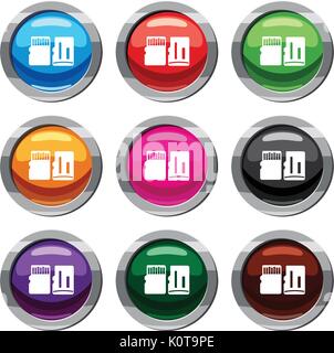 Both sides of SD memory card set 9 collection Stock Vector