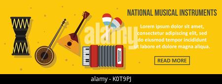 National musical instruments banner horizontal concept Stock Vector