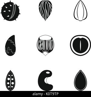 Nuts icon set, simple style Stock Vector