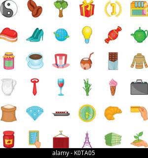 Bean icons set, cartoon style Stock Vector