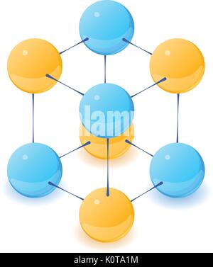 Multicenter molecule icon, isometric 3d style Stock Vector