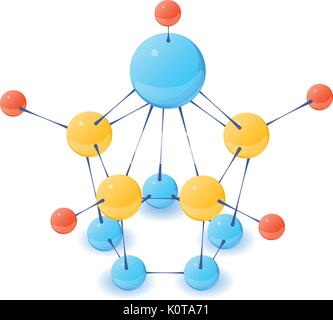 Unique molecule icon, isometric 3d style Stock Vector