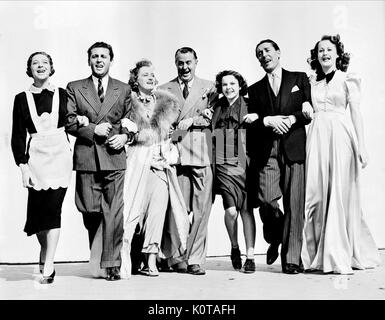 FANNY BRICE, ALLAN JONES, REGINALD OWEN, JUDY GARLAND, REGINALD OWEN, EVERYBODY SING, 1938 Stock Photo