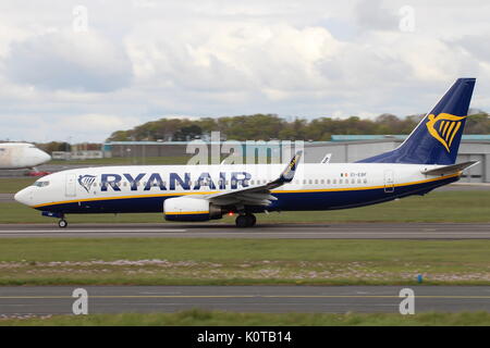EI-EBF, a Boeing 737-8AS operated by Ryanair, at Prestwick International Airport in Ayrshire. Stock Photo