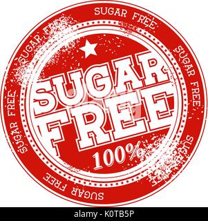 sugar free grunge stamp isolated on white background Stock Vector