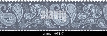 paisley border pattern in vector format, individual objects very easy to edit Stock Vector