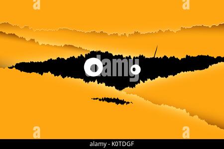 Happy halloween design illustration. Look through the crack for yellow background Stock Vector