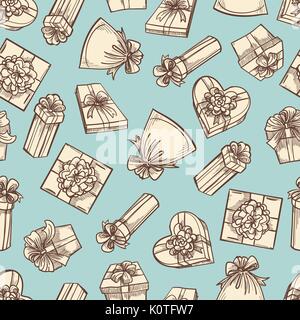 Vintage gift boxes seamless pattern design, vector illustration Stock Vector