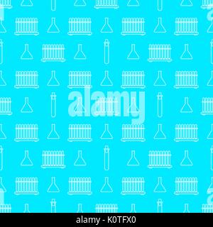 Chemistry seamless pattern with white line beakers. Vector illustration Stock Vector