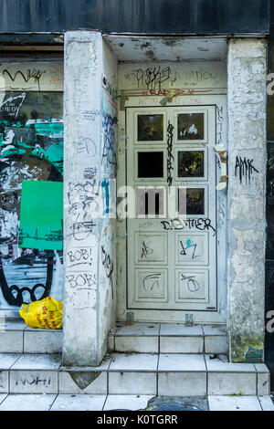 Ancient and decayed blue door in Essaouira, Morocco, North Africa Stock ...