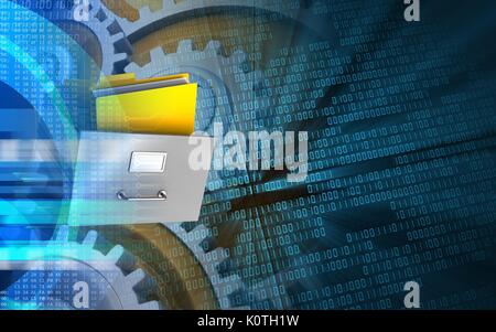 3d illustration of gears over binary background with mechanic Stock ...