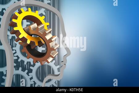 3d illustration of gears over blue background with gears system Stock ...