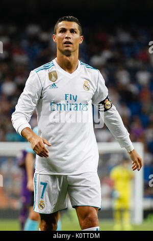 CR7 Wearing the captain's braceletCristiano Ronaldo dos Santos (7) Real Madrid's player. 37th SANTIAGO BERNABEU TROPHY, between Real Madrid vs Fiorentina match at the Santiago Bernabeu stadium, Madrid, Spain, August 23, 2017 . Stock Photo