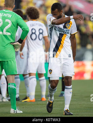 Columbus, USA. 22nd Aug, 2017.  Los Angeles Galaxy defender Ashley Cole (3) gets sent off against the Columbus Crew in their match at Mapfre Stadium. Columbus, Ohio, USA. Credit: Brent Clark/Alamy Live News Stock Photo