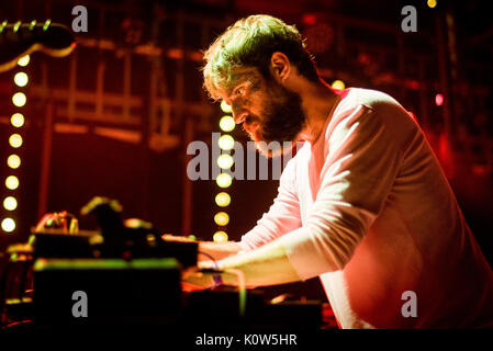 Edinburgh, UK. 24th Aug, 2017. Johnny Lynch of the band Pictish Trail performing at Summerhall, Edinburgh, on Thu 24 August 2017 as part of the Edinburgh Fringe Festival. Credit: Andy Catlin/Alamy Live News Stock Photo
